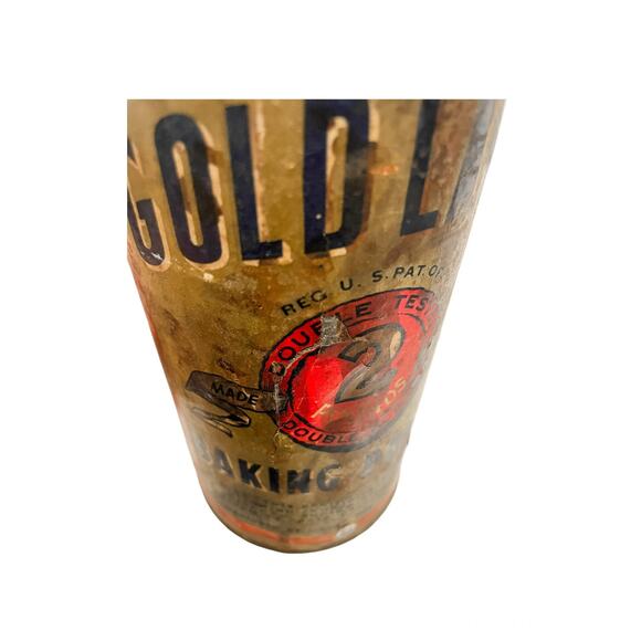 Vintage Paper Gold Label Baking Powder 2 Pounds Full Tin - Picture 9 of 10